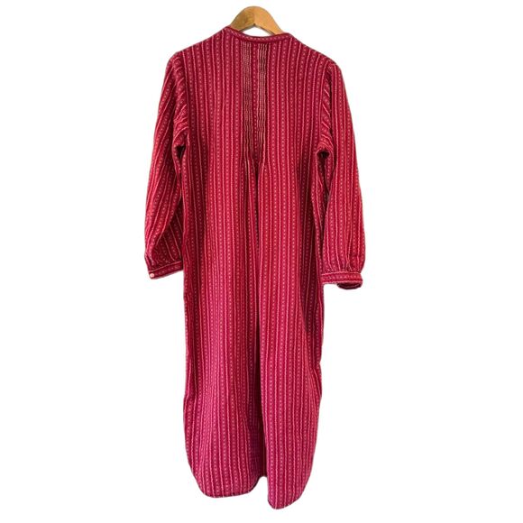 L.L. Bean Vintage Red White Flannel Nightgown Small Long Sleeves - Picture 2 of 9